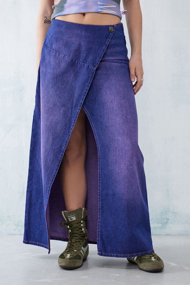 Basic Pleasure Mode Purple Acid Wash Wrap Maxi Skirt