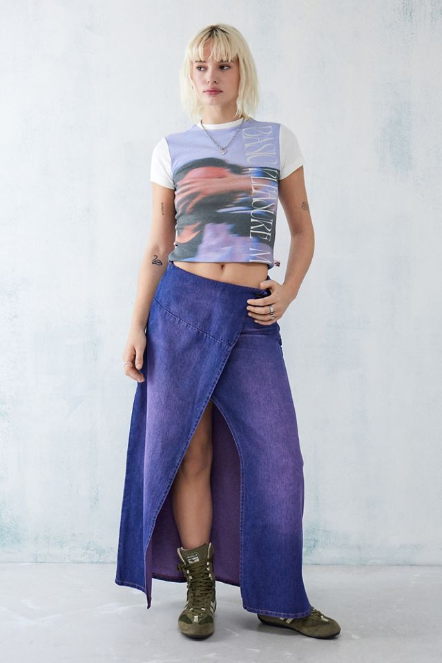 Modo de placer básico Purple Acid Wash Wrap Maxi Falda #1