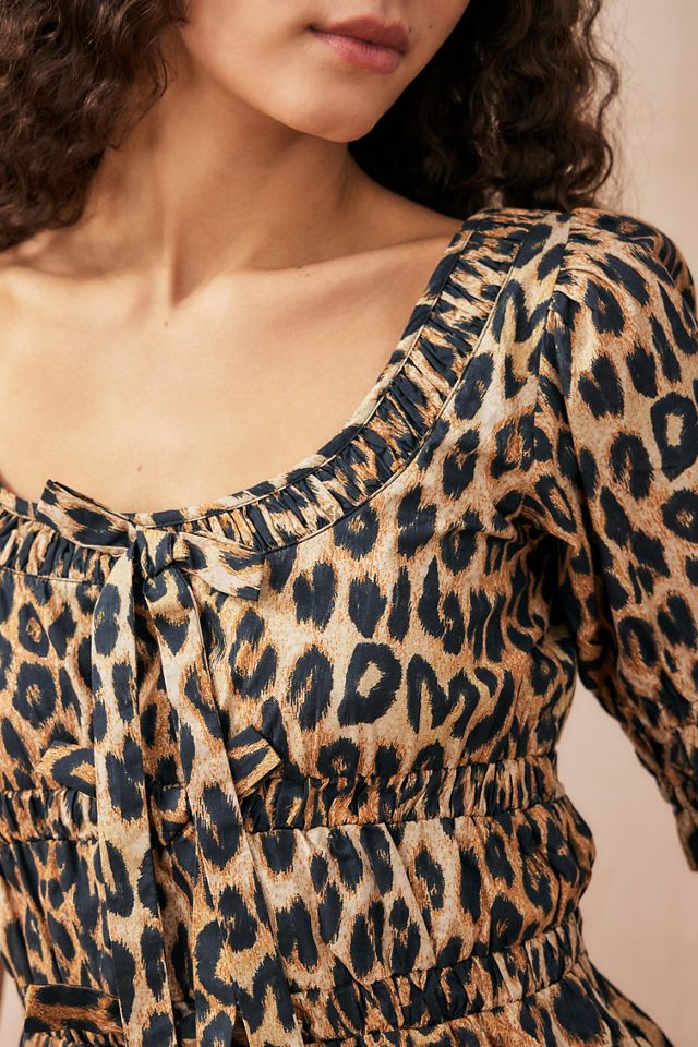 Damson Madder Leopard Print Bianca Ruffle Blouse  #2