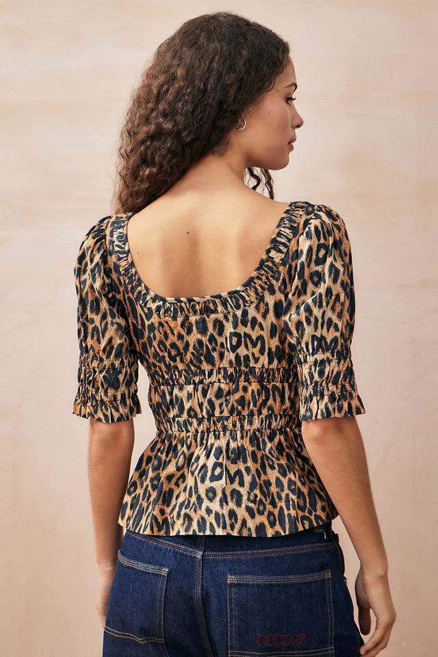 Damson Madder Leopard Print Bianca Ruffle Blouse  #3
