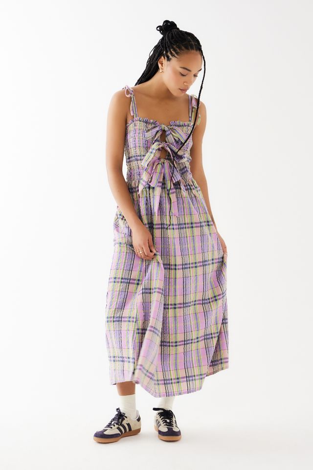 Damson Madder Cindy Check Hettie Midi Dress | Urban Outfitters UK