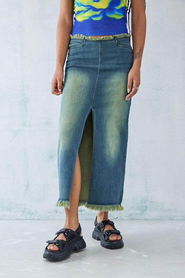 Basic Pleasure Mode – Eingefärbter Jeans-Midirock „Nelly“ in Blau #2