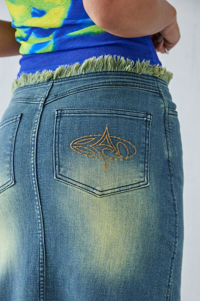Basic Pleasure Mode – Eingefärbter Jeans-Midirock „Nelly“ in Blau #3