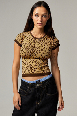 Basic Pleasure Mode UO Exclusive Leopard Print Kandi T-Shirt | Urban ...