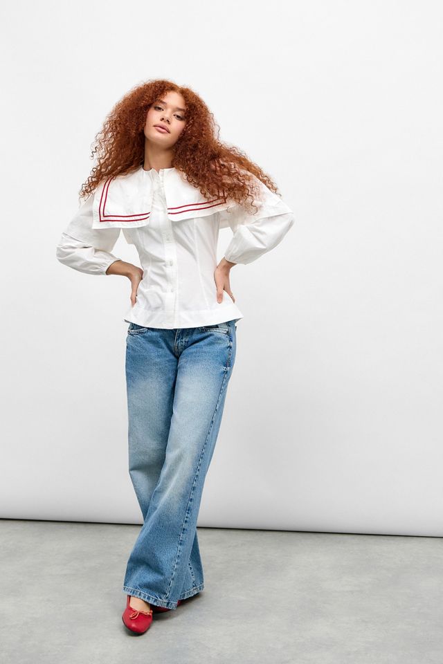 Damson Madder White Elise Sailor Blouse  #1
