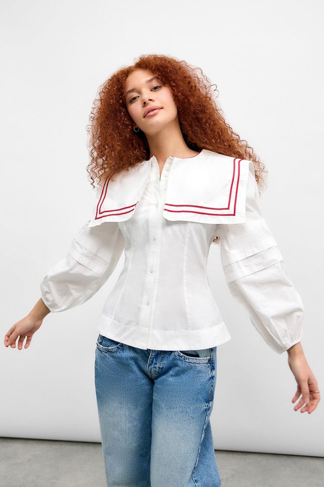 Damson Madder White Elise Sailor Blouse  #2