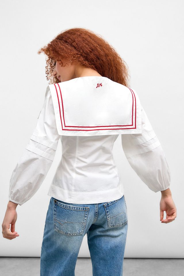 Damson Madder White Elise Sailor Blouse  #4