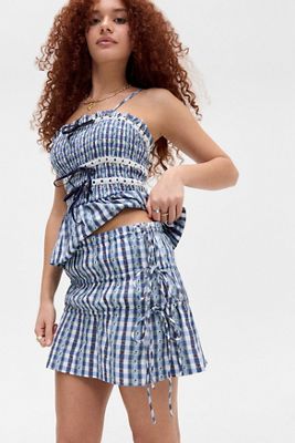 Damson Madder Blue Este Margot Gingham Mini Skirt