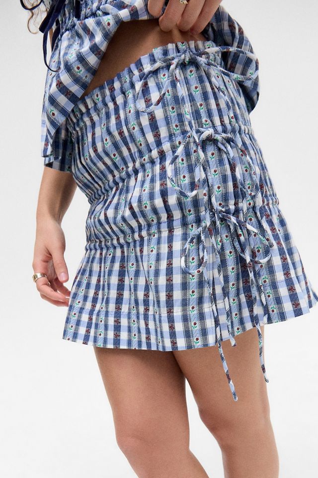 Damson Madder Azul Este Margot Falda Mini a Cuadros #1