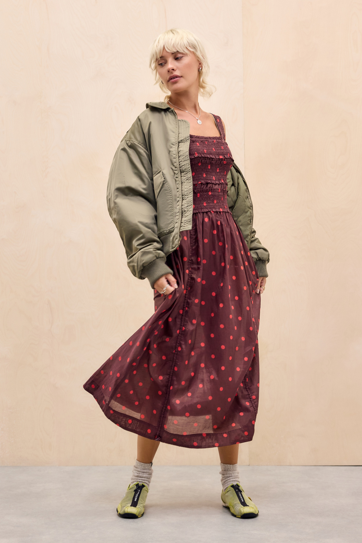 Damson Madder Cynthia Spot Sheer Midi Dress