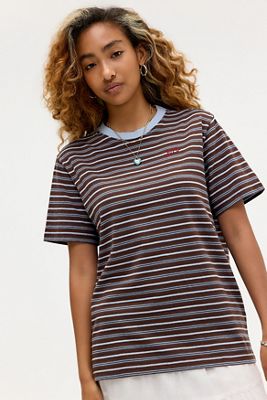 T-shirt rayé Damson Madder marron et bleu Ariel