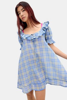 princess polly baby blue dress Blue Checkmate Dress – De Castro Moda LLC main image 1