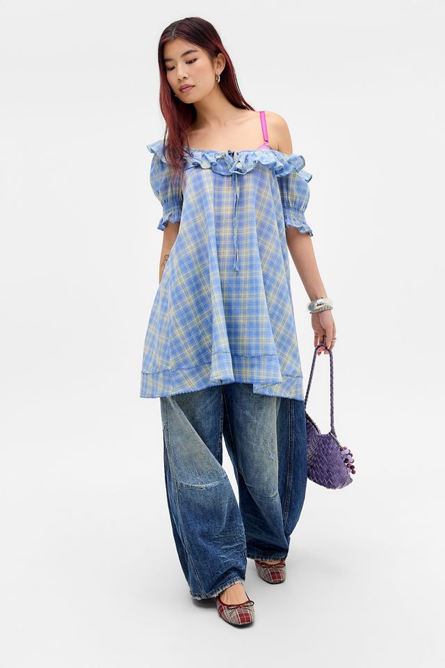 Damson Madder Blaues Harlow Karo-Minikleid #1