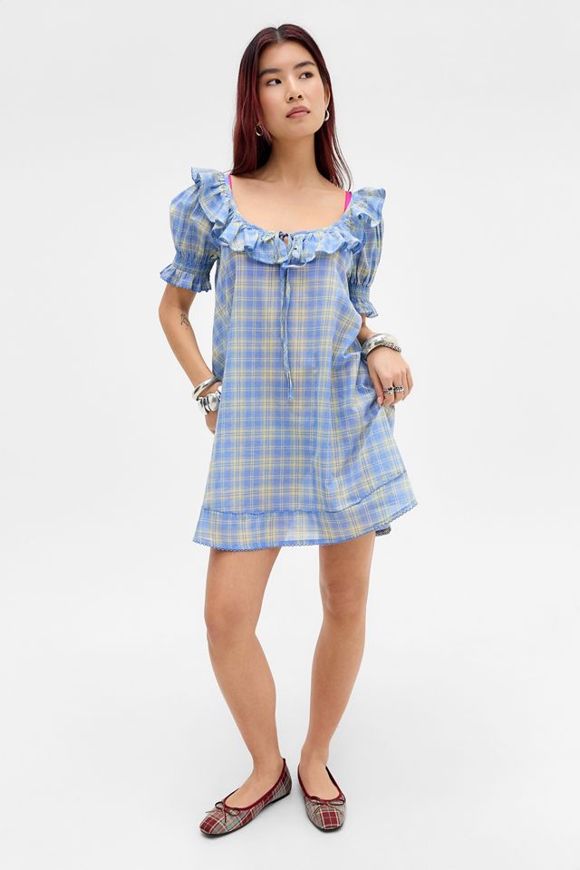 Damson Madder Blaues Harlow Karo-Minikleid #3
