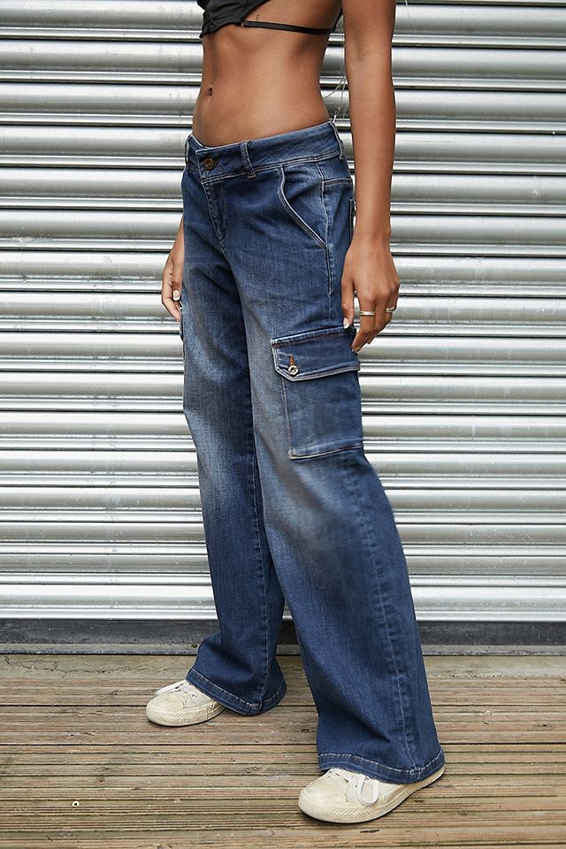 Miss Sixty Blue Low Rise Cargo Jeans | Urban Outfitters