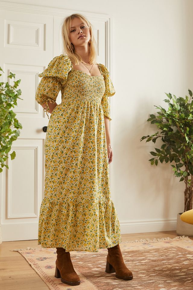 white day dress midi Sunny Days Floral Midi Dress M Off White by Lane 201