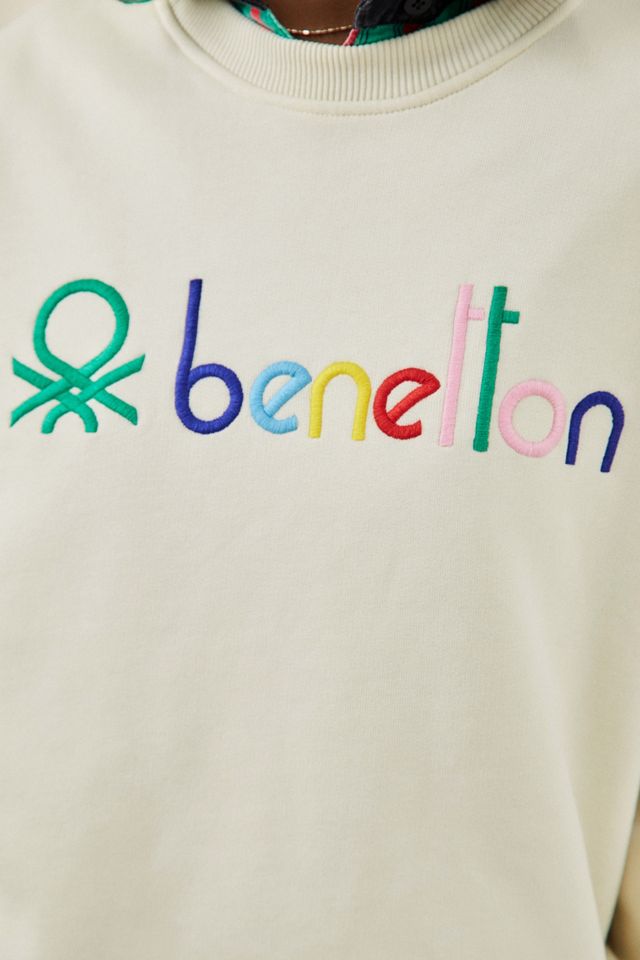 Benetton – Sweatshirt in Ecru mit Rundhalsausschnitt #1