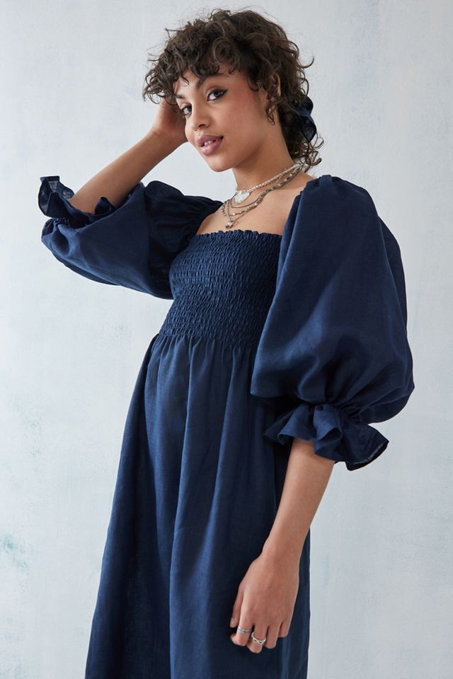 Sleeper Navy Atlanta Linen Dress #2