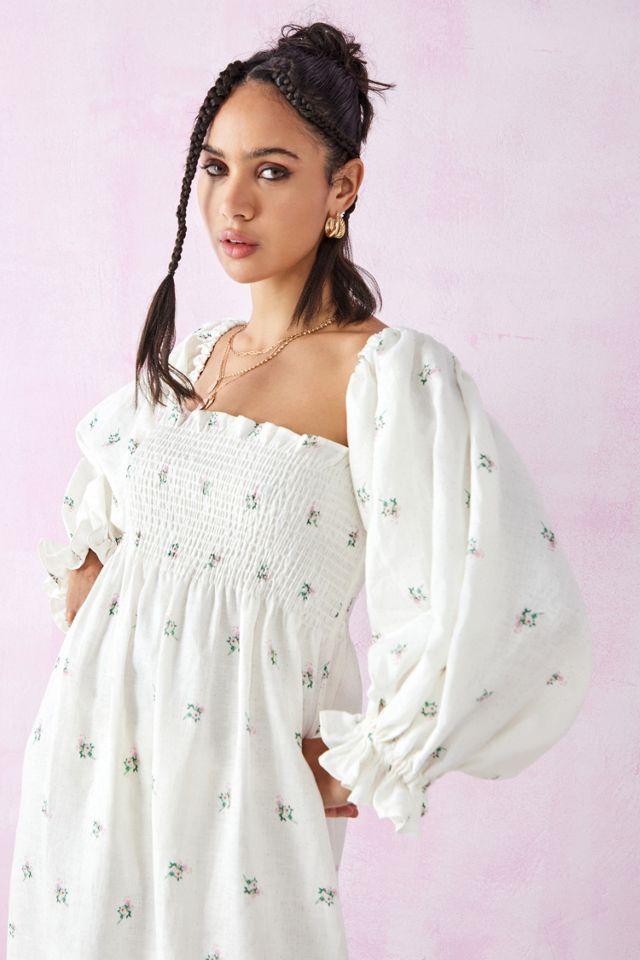 chinese dress ladies Opera Linen Dress in White