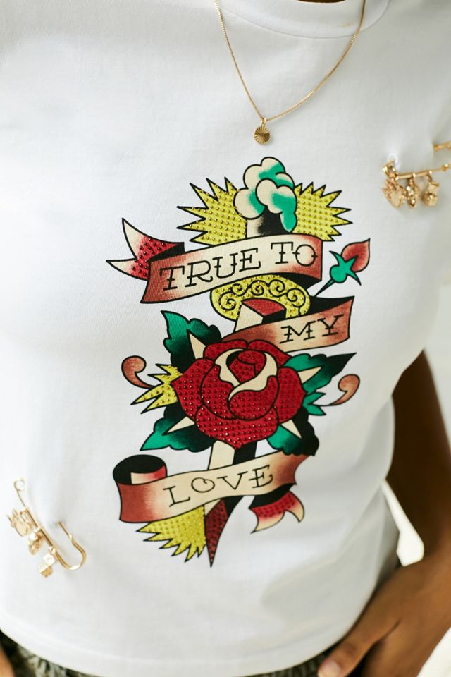 Ed Hardy White Pin Charm Baby T-Shirt | Urban Outfitters UK