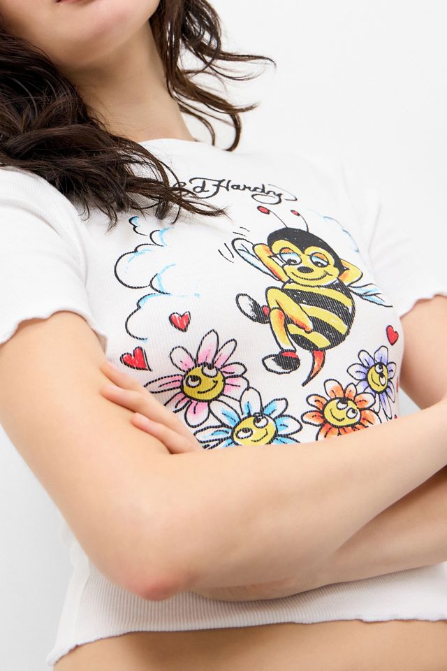 Ed Hardy Womens Bee Lettuce Hem T-Shirt #2