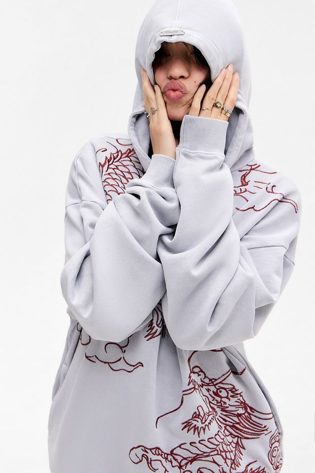 Ed Hardy Grey Battle Embroidered Hoodie #1