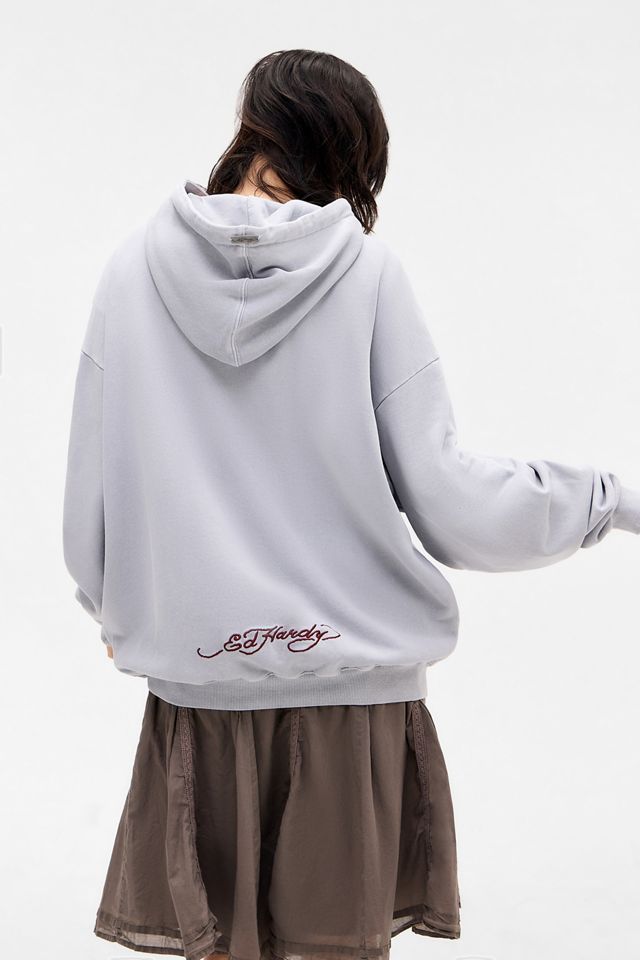 Ed Hardy Grey Battle Embroidered Hoodie #3