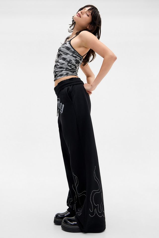 Ed Hardy Black Stud Detail Flame Joggers #1