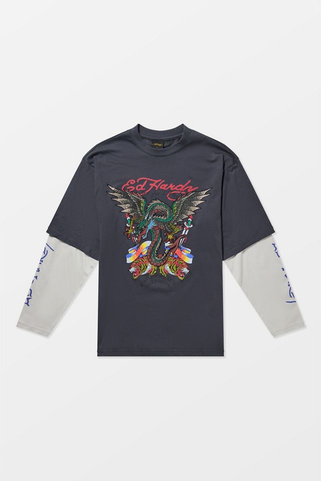 Ed Hardy Flying Dragon Double Layer T-Shirt #6