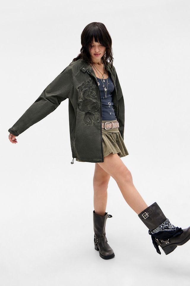 Veste zippée brodée kaki Ed Hardy #2