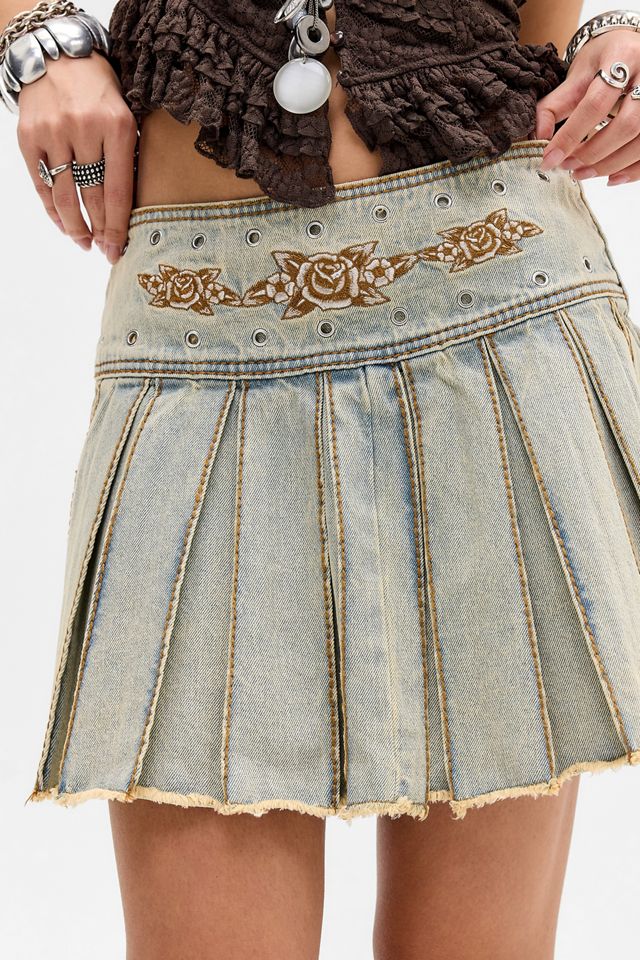 Ed Hardy Contrast Stitch Pleated Skirt #2