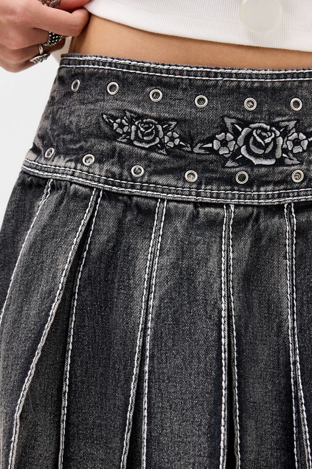 Ed Hardy Contrast Stitch Pleated Skirt | Urban Outfitters UK