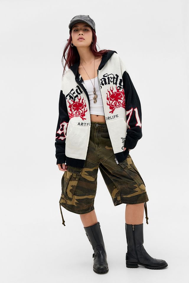 Sweat à capuche tricoté zippé 1971 Ed Hardy #1