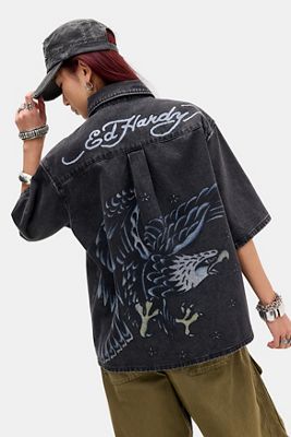 Chemise en denim décontractée Aigle & Étoiles Ed Hardy
