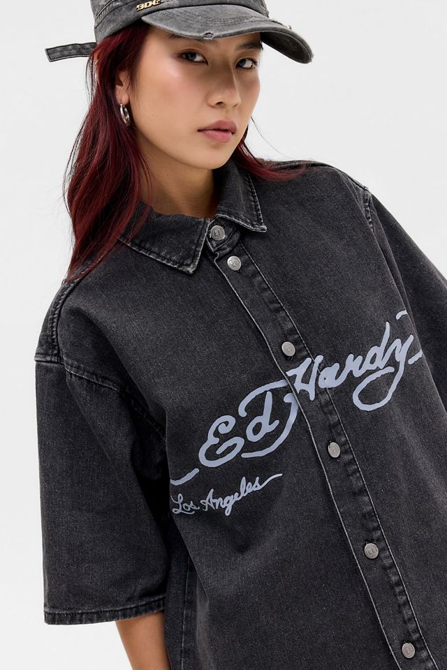 Camisa de Mezclilla Relajada Águila y Estrellas Ed Hardy #2