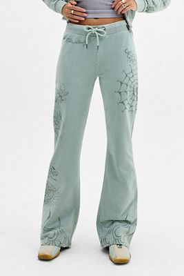Pantalones Deportivos Acampanados con Gráfico de Múltiples Tatuajes Ed Hardy