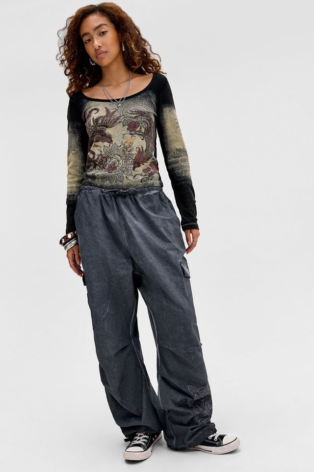 Ed Hardy UO Exclusive Fallschirmhose mit Tattoo-Stickerei #2