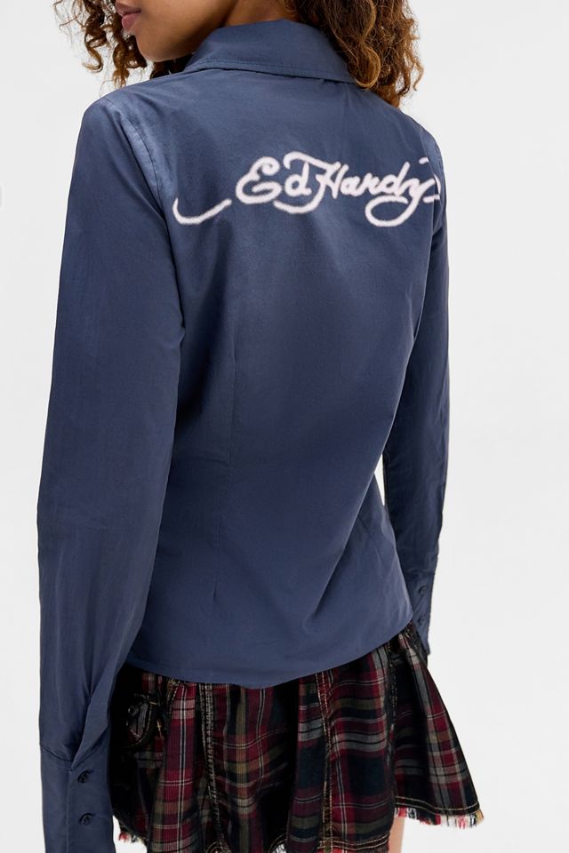 Ed Hardy Tailliertes Hemd mit Drachendruck #3