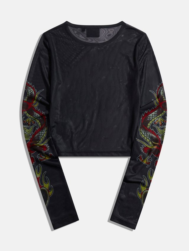 Ed Hardy - Haut à manches longues en maille noir, exclusivité UO #5