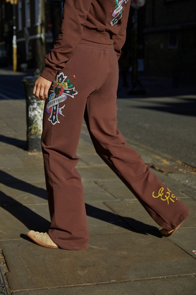 Ed Hardy UO Exclusive Brown Jersey Track Pants #1
