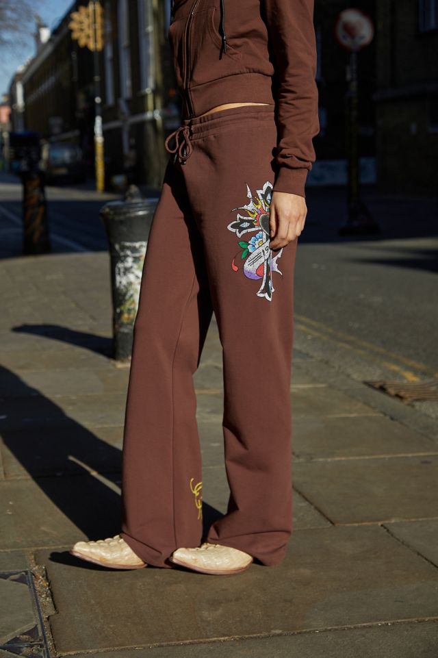 Ed Hardy UO Exclusive Brown Jersey Track Pants #2