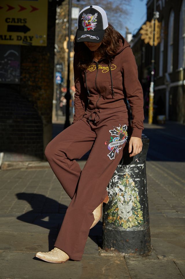 Ed Hardy UO Exclusive Brown Jersey Track Pants #3