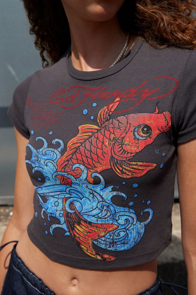 Ed Hardy UO Exclusive Black Koi Fish Baby T-Shirt #2