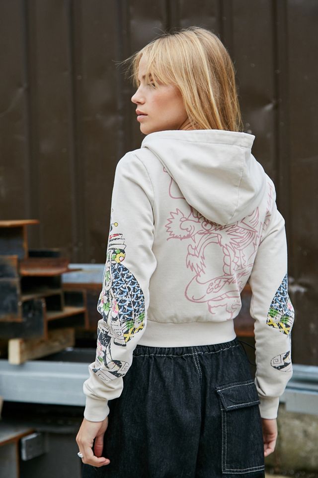 Ed Hardy Felpa con cappuccio Ecru Dragon Print #3