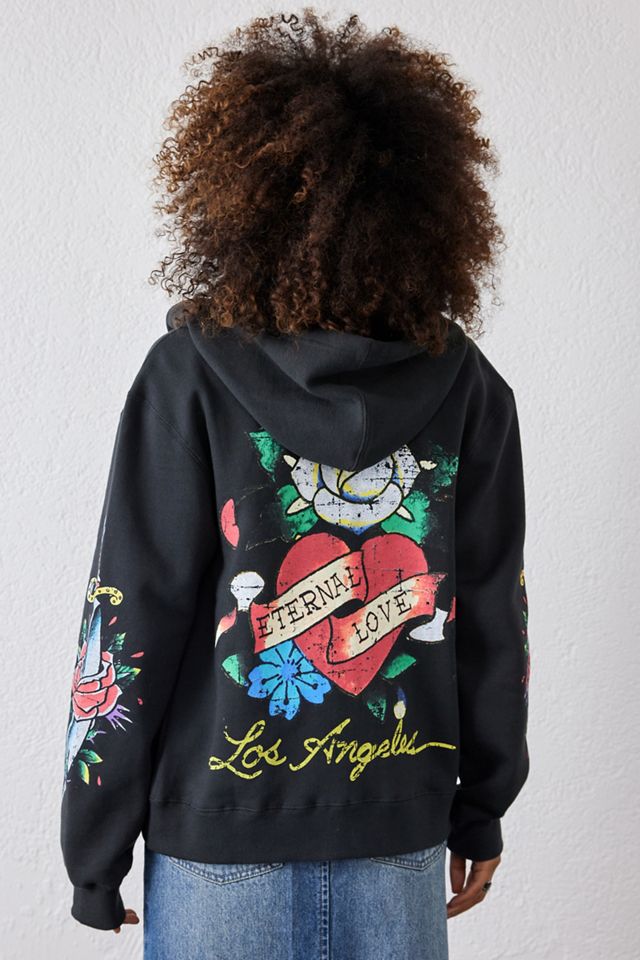 Oversized Graphic Zip Through Hoodie