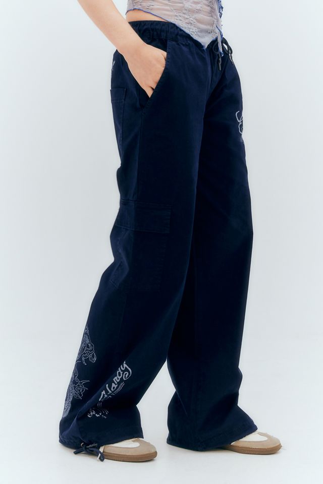 Pantalon Cargo Baggy Ed Hardy X Urban Outfitters - Taille L - Broderie Dragon - Y2K