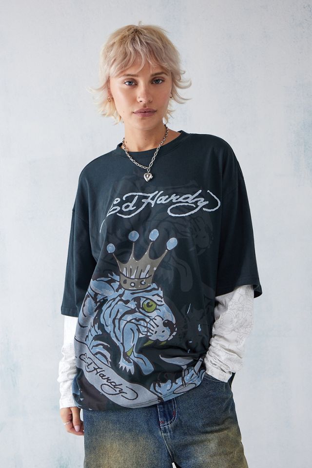 Ed Hardy - T-shirt de skate double épaisseur à manches longues, une exclusivité UO #1