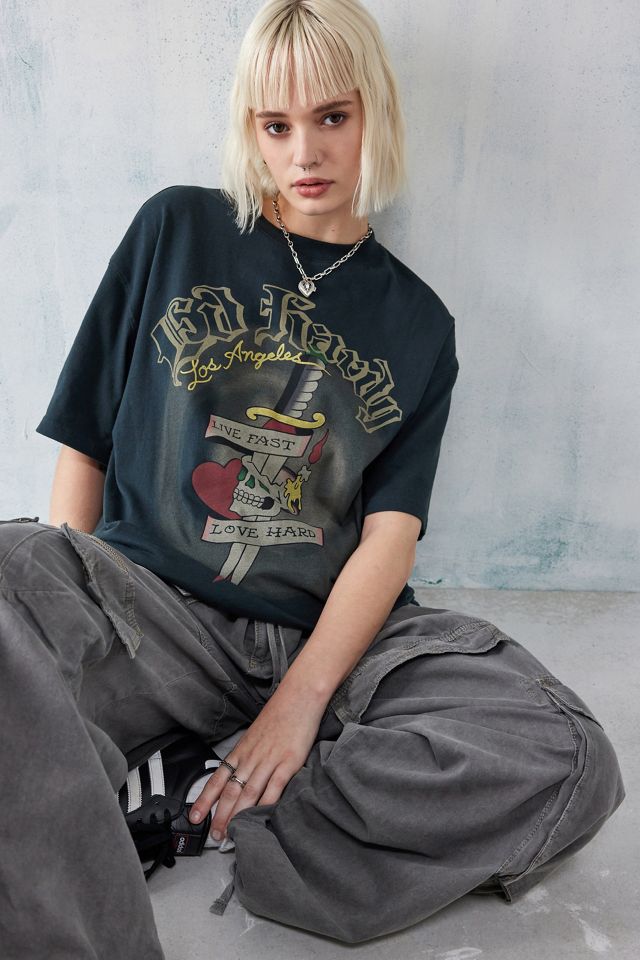 Ed Hardy UO Exclusive – Verwaschenes Oversized-T-Shirt in Schwarz #1