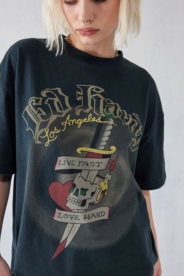 Ed Hardy UO Exclusive – Verwaschenes Oversized-T-Shirt in Schwarz #2