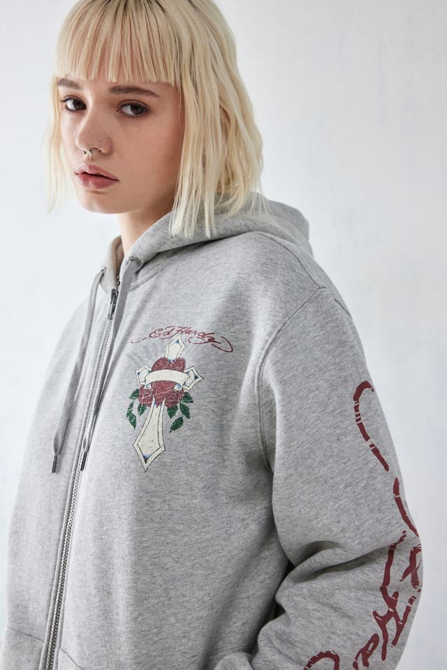 Ed Hardy UO Exclusive – Reißverschluss-Hoodie „Heart & Cross" im Oversized-Stil #3